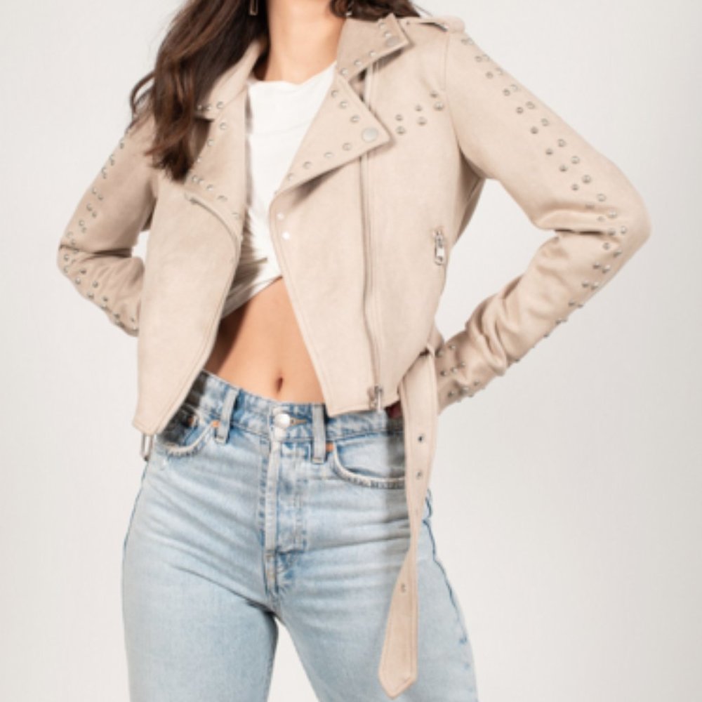 STONE CROPPED MOTO JACKET